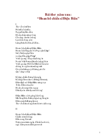 Bài thơ năm xưa: “Hoan hô chiến sĩ Điện Biên”