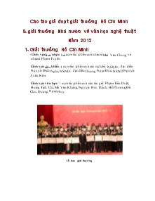 Các tác giả đoạt giải thưởng Hồ Chí Minh & giải thưởng Nhà nước về văn học nghệ thuật Năm 2012