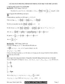 Các bài toán phương trình hàm trong toán học tuổi trẻ gần đây