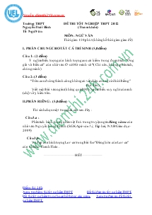 Đề tham khảo thi tốt nghiệp môn Ngữ văn - Năm học 2012 - Trường THPT Nguyễn Thái Bình
