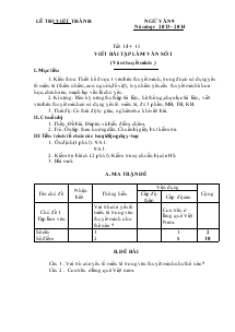 Giáo án Ngữ văn 9 - Lê Thị Việt Thành - Tiết 14+15: Viết bài tập làm văn số 1 (văn thuyết minh)
