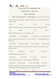 Kỳ thi thử tốt nghiệp THPT 2013 môn Hóa học