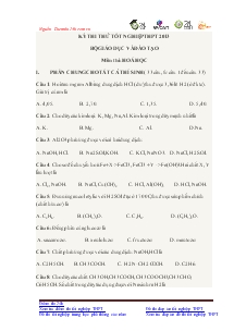 Kỳ thi thử tốt nghiệp THPT 2013 môn Hóa học