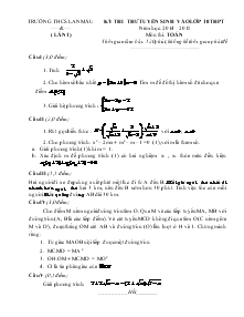 Kỳ thi thử tuyển sinh vào lớp 10 THPT môn Toán Năm học 2014-2015