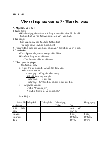 Bài giảng Viết bài tập làm văn số 2 : Văn biểu cảm