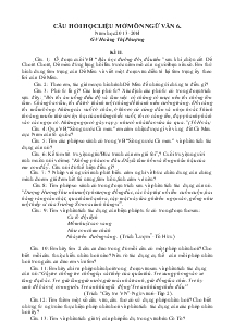 Câu hỏi học liệu mở môn ngữ văn 6. Năm học 2013-2014