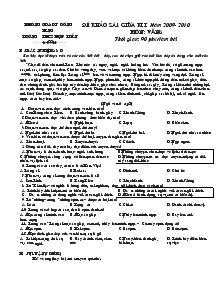 Đề khảo sát giữa kì I Năm 2009- 2010 môn: văn 6