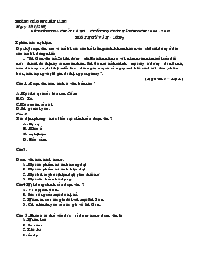 Đề kiểm tra chất lượng cuối học kì I năm học 2006 -2007