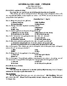 Đề kiểm tra chất lượng cuối năm môn ngữ văn lớp 7