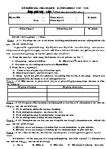 Đề kiểm tra chất lượng đầu năm học 2007 – 2008