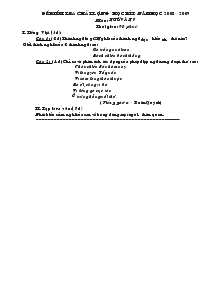 Đề kiểm tra chất lượng học kì I- Năm học 2008 – 2009 môn: ngữ văn 7 thời gian: 90 phút