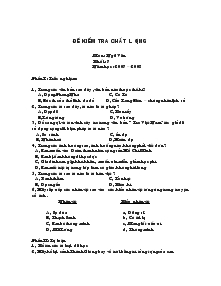 Đề kiểm tra chất lượng môn : ngữ văn
