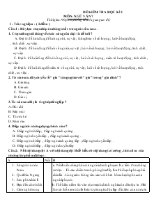 Đề kiểm tra học kì 1 ngữ văn 7