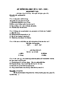Đề kiểm tra học kì I ( 2007 – 2008 ) Môn ngữ văn 6