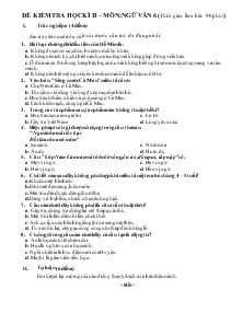 Đề kiểm tra học kì II – Môn: ngữ văn 6 (thời gian làm bài: 90 phút)