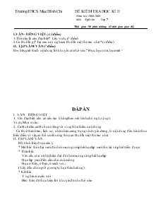 Đề kiểm tra học kì II năm học: 2008-2009 môn : ngữ văn - lớp 7