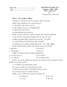 Đề kiểm tra học kỳ I năm học : 2008 – 2009 môn : ngữ văn 6
