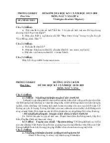 Đề kiểm tra học kỳ I năm học 2013-2014 Phú Yên môn: ngữ văn lớp 6