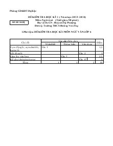 Đề kiểm tra học kỳ I ( năm học: 2013- 2014) Môn: ngữ văn 6 Trường THCS Hoàng Văn Thụ