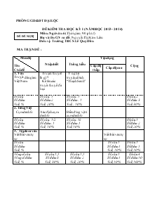 Đề kiểm tra học kỳ I (năm học 2013 - 2014) môn: ngữ văn 6 Phòng GD&ĐT Đại Lộc