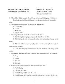 Đề kiểm tra học kỳ II môn ngữ văn, lớp 6 Trường THCS Phước Thiền Nhơn Trạch –tỉnh Đồng Nai