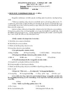 Đề kiểm tra học kỳ II – năm học 2007 – 2008