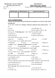 Đề kiểm tra môn: tiếng việt - Khối 7