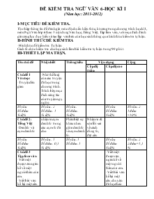 Đề kiểm tra Ngữ Văn 6-Học kì I (năm học: 2011-2012)