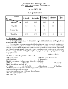 Đề kiểm tra thi học kỳ I