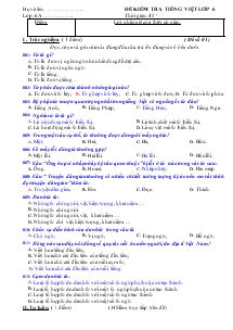 Đề kiểm tra tiếng việt Lớp 6 Thời gian: 45 ‘
