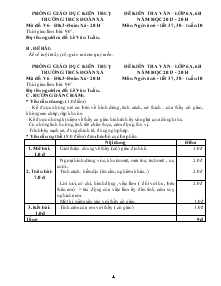 Đề kiến tra văn – lớp 6A, 6B năm học 2013 - 2014 môn ngữ văn 6 - tiết 37, 38 – tuần 10