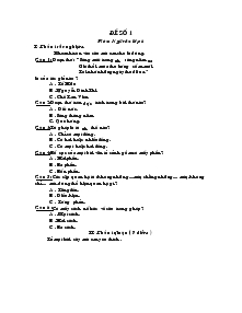 Đề số 1 Kiểm tra Môn: Ngữ văn lớp 6