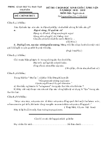 Đề thi chọn học sinh giỏi cấp huyện Năm học 2012 – 2013 Môn thi: ngữ văn 6