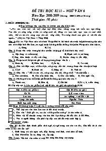 Đề thi học kì II– ngữ văn 6 Năm học 2008-2009(trường THCS Nhuế Dương)