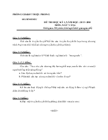 Đề thi học kỳ I, năm học: 2013-2014 Môn: ngữ văn 6 thời gian: 90 phút. (không kể thời gian giao đề)