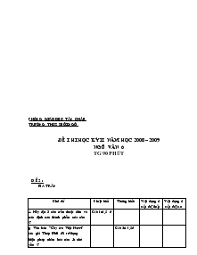 Đề thi học kỳ II năm học 2008 – 2009 ngữ văn 6