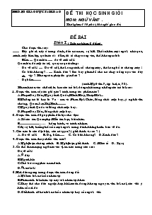 Đề thi học sinh giỏi Môn: ngữ văn7