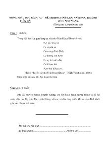 Đề thi học sinh giỏi năm học 2012-2013 Môn: ngữ văn 6