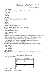 Kiểm tra:15 phút môn:ngữ văn-Khối:6