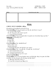 Kiểm tra 1 tiết môn : tiếng việt lớp 7D