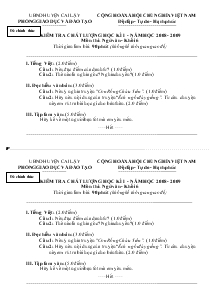 Kiểm tra chất lượng học kì I - Năm học 2008 - 2009 Môn thi: ngữ văn - khối 6