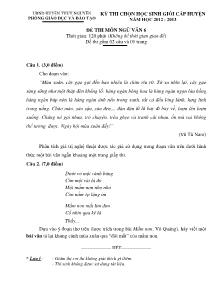 Kỳ thi chọn học sinh giỏi cấp huyện Năm học 2012 -2013 Đề thi môn Ngữ Văn 6