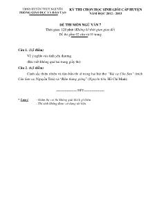 Kỳ thi chọn học sinh giỏi cấp huyện năm học 2012 -2013