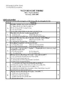 Ngân hàng đề thi học kì I môn : ngữ văn khối 6: năm học: 2008-2009