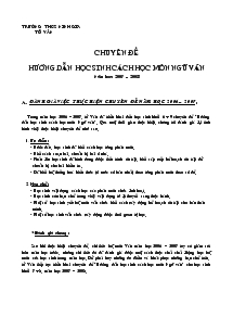 Chuyên đề Hướng dẫn học sinh cách học môn ngữ văn Năm học: 2007 – 2008