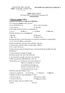 Đề 9 kiểm tra khảo sát học kì 1