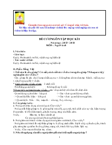Đề cương ôn tập học kì I Môn : Ngữ Văn 8 Năm học :2013 - 2014