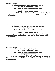 Đề kiểm tra chất lượng học kỳ I năm học 2003 - 2004 Môn: Văn - Tiếng Việt Lớp 8