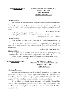 Đề kiểm tra chất lượng học kỳ II năm học 2012 - 2013 Môn: Ngữ Văn 8 Sở GD&ĐT Bắc Giang