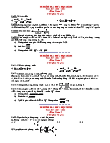 Đề kiểm tra giữa học kỳ II năm học: 2001 - 2002 môn: toán 8 thời gian: 90 phút